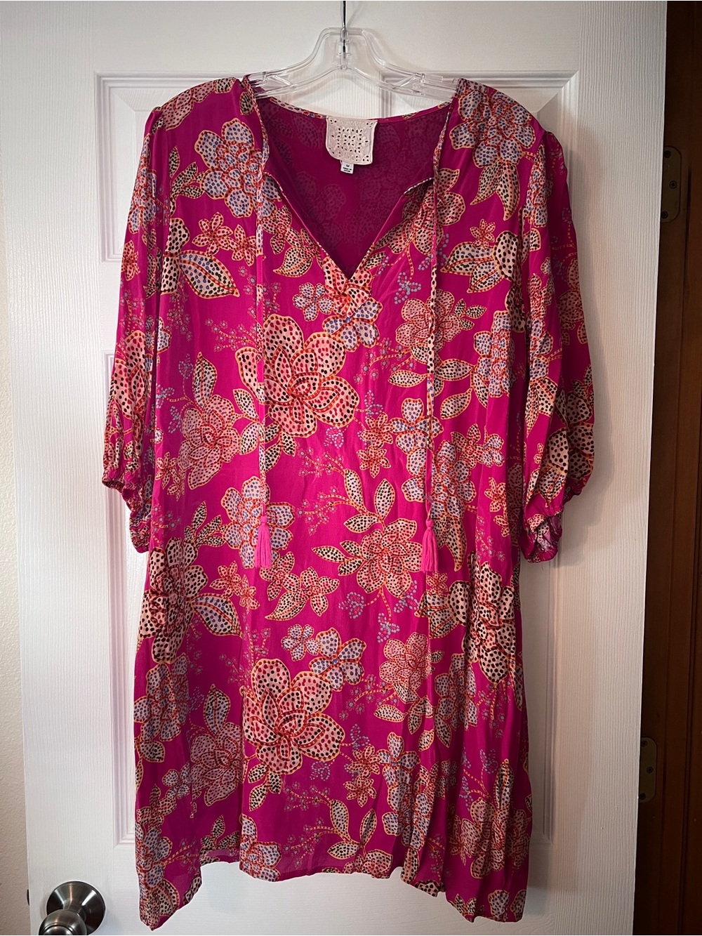 Johnny Was Vesna Silk Floral V-Neck Dress